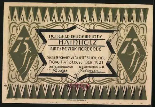 Notgeld Hainholz 1921, 75 Pfennig, Bei der Ernte