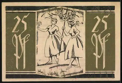 Notgeld Hainholz 1921, 25 Pfennig, Damen mit Blumenkranz