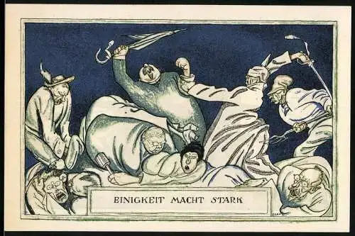 Notgeld Kahla 1921, 75 Pfennig, Bürger kämpfen gemeinsam