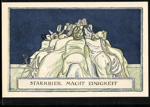 Notgeld Kahla 1921, 75 Pfennig, Brüger trinken Starkbier