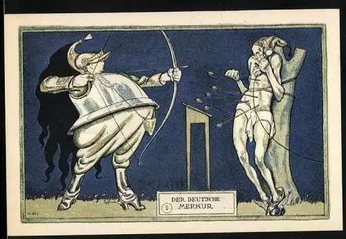 Notgeld Kahla 1921, 75 Pfennig, Deutscher Merkur im Schuss