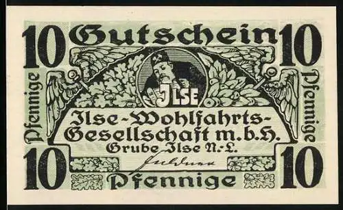 Notgeld Grube Ilse, 10 Pfennig, Bergarbeiter, Grube Ilse