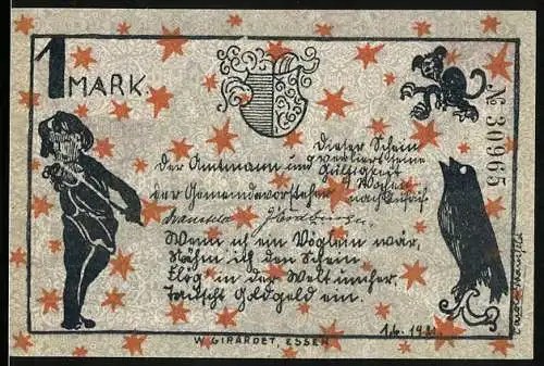Notgeld Ennigerloh 1921, 1 Mark, Teufel, Ortspartie