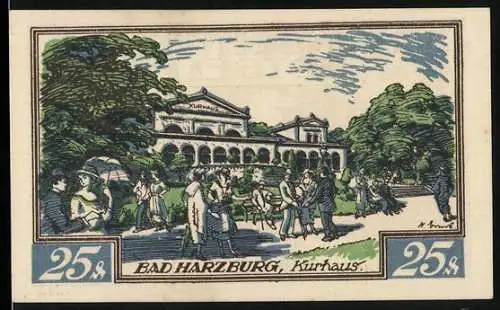 Notgeld Bad Harzburg 1923, 25 Pfennig, Kurhaus, weisses Ross