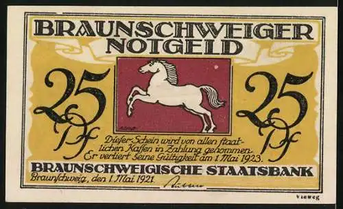 Notgeld Bad Harzburg 1923, 25 Pfennig, Kurhaus, weisses Ross