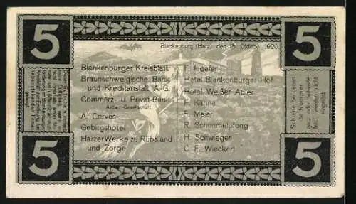 Notgeld Blankenburg a. Harz 1915, 5 Pfennig, Rathaus