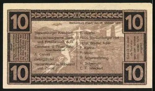 Notgeld Blankenburg a. Harz 1920, 10 Pfennig, Burg Regenstein