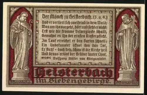 Notgeld Heisterbach 1921, 50 Pfennig, Hauptportal der ehemaligen Kirche