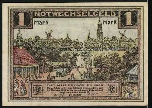 Notgeld Hamburg, 1 Mark, Hamborgs Originole, Das Millerntor um 1600