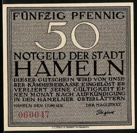 Notgeld Hameln 1921, 50 Pfennig, Der Siebenlinge Denkstein