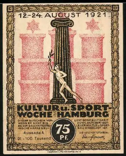Notgeld Hamburg 1921, 75 Pfennig, Kultur- und Sportwoche, Die Michaeliskirche