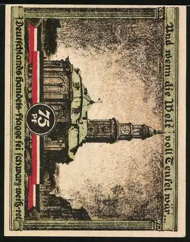 Notgeld Hamburg 1921, 75 Pfennig, Kultur- und Sportwoche, Die Michaeliskirche