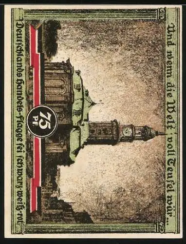 Notgeld Hamburg 1921, 75 Pfennig, Kultur- und Sportwoche, Die Michaeliskirche