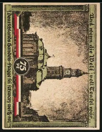 Notgeld Hamburg 1921, 75 Pfennig, Kultur- und Sportwoche, Michaeliskirche