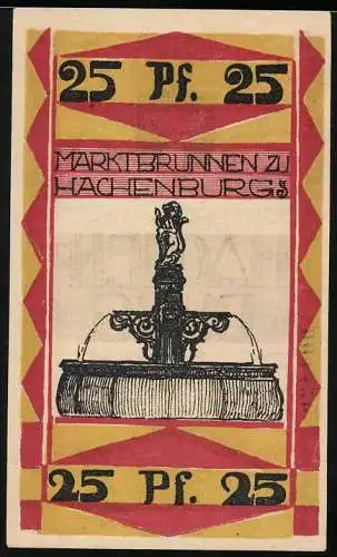 Notgeld Hachenburg 1921, 25 Pfennig, Der Marktbrunnen zu Hachenburg