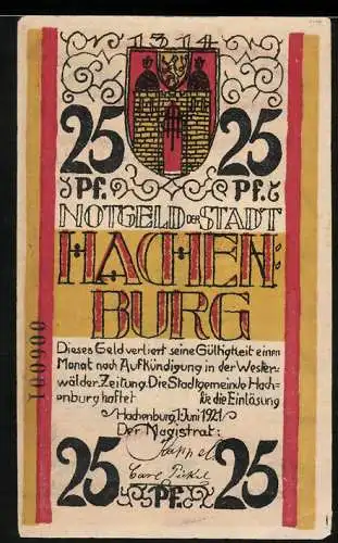 Notgeld Hachenburg 1921, 25 Pfennig, Der Marktbrunnen