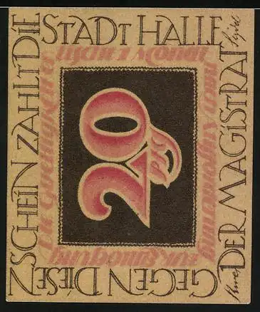 Notgeld Halle, 20 Pfennig, Philosoph Christian Wolff