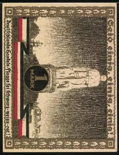 Notgeld Hamburg 1921, 1 Mark, Kultur- und Sportwoche, Vor dem Bismarck-Denkmal