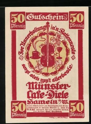 Notgeld Hameln 1922, 50 Pfennig, Der Kinderauszug aus Hameln 1284