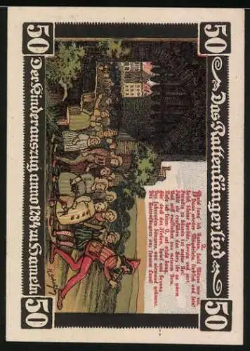 Notgeld Hameln 1922, 50 Pfennig, Der Kinderauszug aus Hameln 1284