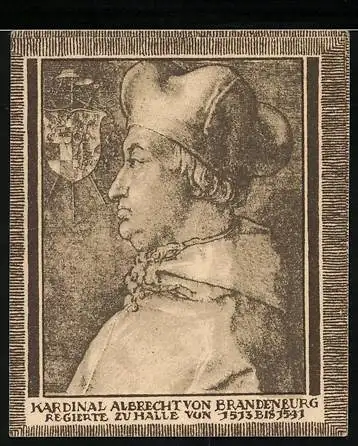 Notgeld Halle, 20 Pfennig, Kardinal Albrecht von Brandenburg