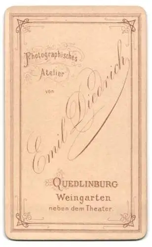Fotografie Emil Diedrich, Quedlinburg, Bürgerliche Frau mit weissem Halstuch mit Quasten und ernstem Blick