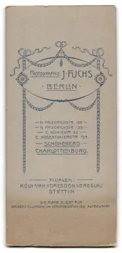 Fotografie J. Fuchs, Berlin, Friedrichstr. 108, Bürgerlicher Herr mit Seitenscheitel und Schnurrbart