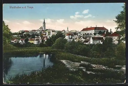 AK Waidhofen an der Thaya, Ortsansicht mit kirche