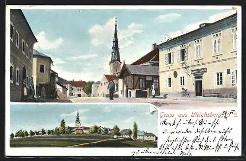 AK Ulrichsberg, Ortspartie mit Gasthaus, Teilansicht