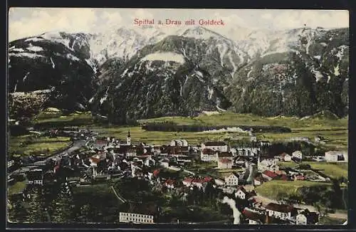 AK Spittal a. Drau, Ortsansicht mit Goldeck