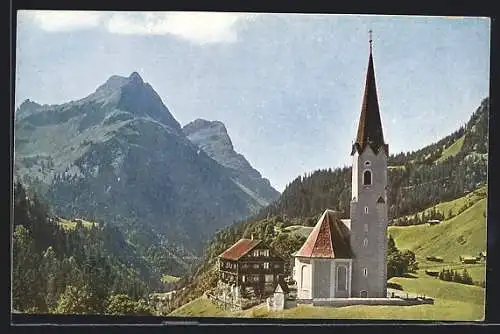AK Schröcken, Ortsansicht mit Kirche