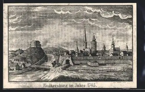 Künstler-AK Radkersburg, Historische Ansicht im Jahre 1745