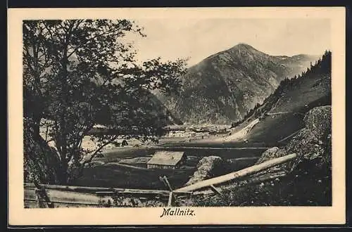 AK Mallnitz, Ortsansicht mit Bergpanorama