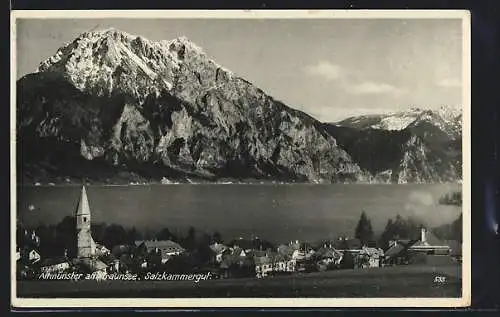 AK Altmünster am Traunsee, Panorama gegen das Gebirge