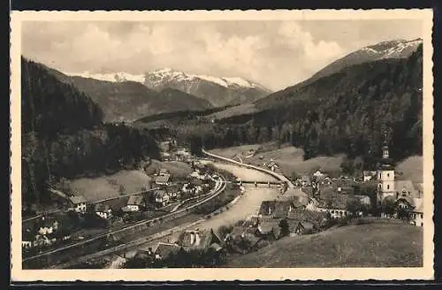 AK Lauffen bei Bad Ischl, Ortsansicht mit Höllengebirge