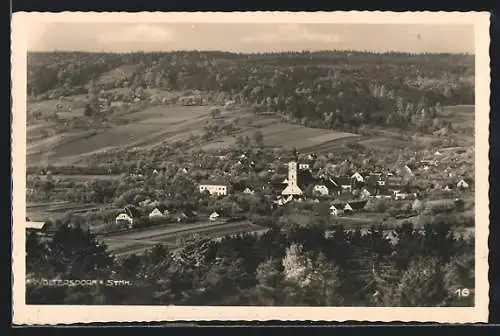 AK Waltersdorf, Ortsansicht mit Kirche