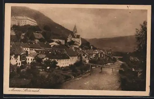 AK Murau, Ortspartie mit Brücke