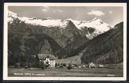 AK Mallnitz, Dorrekheim mit Bergpanorama