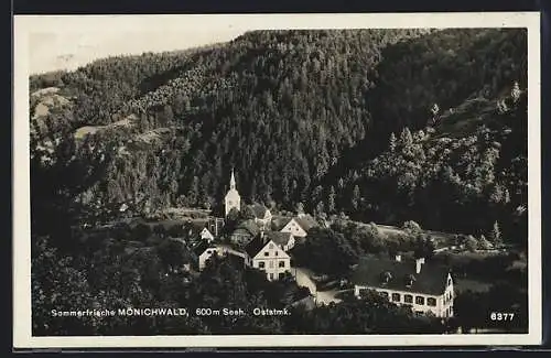 AK Mönichwald, Partie vom Berg aus gesehen