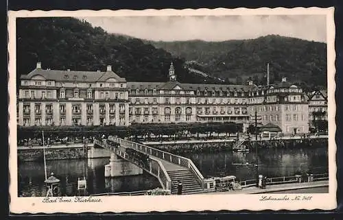 AK Bad Ems, Kurhaus und Litfasssäule