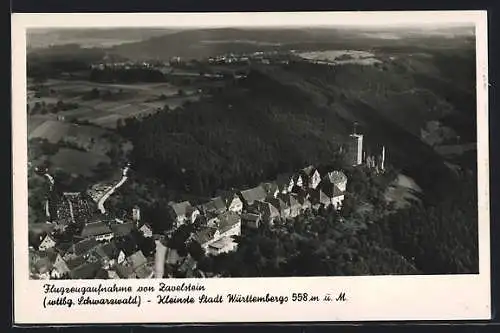 AK Zavelstein /Schwarzwald, Ortsansicht vom Flugzeug aus, Café Martin Hahn