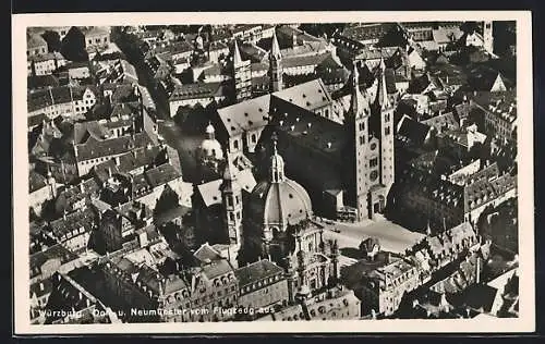 AK Würzburg, Dom und Neumünster vom Flugzeug aus