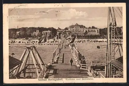 AK Heringsdorf / Seebad, Kurhaus und Seebrücke