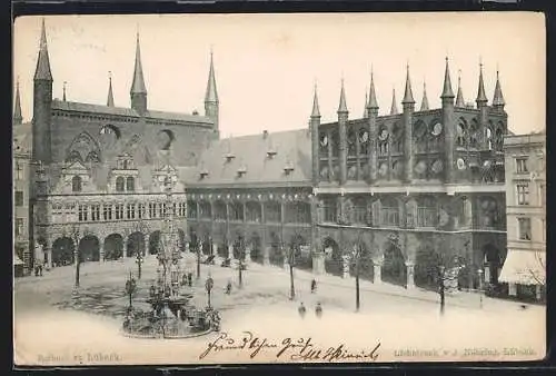 AK Lübeck, Rathaus und Brunnen