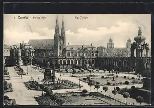 AK Dresden, Sophienkirche und Kgl. Zwinger