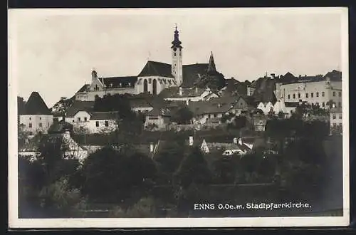 AK Enns, Teilansicht mit Stadtpfarrkirche