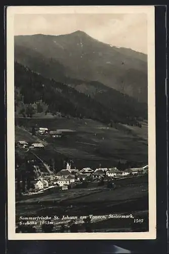 AK St. Johann am Tauern, Gesamtansicht gegen Bergspitze