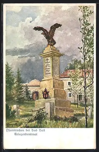 Künstler-AK Pfarrkirchen bei Bad Hall, Am Kriegerdenkmal