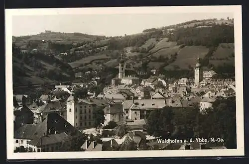 AK Waidhofen a. d. Ybbs, Blick über die Ortschaft auf die Kirche