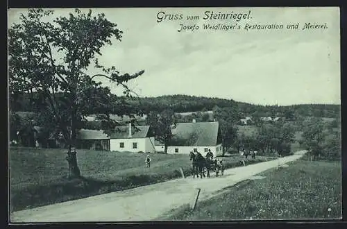 AK St. Andrä-Wördern, Restauration und Meierei Otto Gabriel auf dem Steinriegel